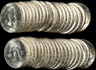 Lot of (2) Rolls of 1963-D Franklin Half Dollars. Mint State (Uncertified).
Both are housed in plastic tubes. (Total: 40 coins)

Estimate: $600