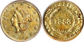 1853-DN Round 50 Cents. BG-409. Rarity-3. Liberty Head. AU-58 (PCGS).
PCGS# 10445. NGC ID: 2BJV.

Estimate: $300
