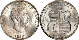 1883 Hawaii Quarter Dollar. Medcalf-Russell 2CS-3. MS-64 (PCGS).
PCGS# 10987. NGC ID: 2C58.

Estimate: $450