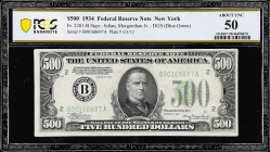 Fr. 2201-B. 1934 Dark Green Seal $500 Federal Reserve Note. New York. PCGS Banknote About Uncirculated 50.

Estimate: $3000.00- $3600.00