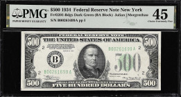 Fr. 2201-Bdgs. 1934 Dark Green Seal $500 Federal Reserve Note. New York. PMG Choice Extremely Fine 45.

Estimate: $2200.00- $2800.00