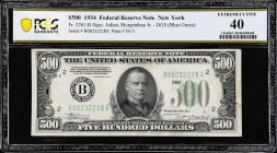 Fr. 2201-B. 1934 Dark Green Seal $500 Federal Reserve Note. New York. PCGS Banknote Extremely Fine 40.

Estimate: $2200.00- $2800.00