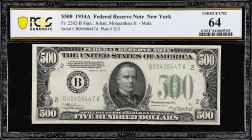 Fr. 2202-B. 1934A $500 Federal Reserve Mule Note. New York. PCGS Banknote Choice Uncirculated 64.

Estimate: $5000.00- $6000.00
