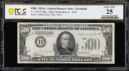 Fr. 2202-D. 1934A $500 Federal Reserve Mule Note. Cleveland. PCGS Banknote Very Fine 25.

Estimate: $1600.00- $1900.00