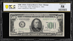 Fr. 2202-G. 1934A $500 Federal Reserve Mule Note. Chicago. PCGS Banknote Choice About Uncirculated 58.

Estimate: $3000.00- $3600.00