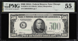 Fr. 2202-G. 1934A $500 Federal Reserve Note. Chicago. PMG About Uncirculated 55.

Estimate: $3000.00- $3600.00
