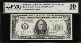 Fr. 2202-G. 1934A $500 Federal Reserve Note. Chicago. PMG Extremely Fine 40.

Estimate: $2200.00- $2800.00