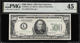 Fr. 2202-L. 1934A $500 Federal Reserve Note. San Francisco. PMG Choice Extremely Fine 45.

Estimate: $2200.00- $2800.00