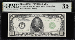 Fr. 2212-Cm. 1934A $1000 Federal Reserve Mule Note. Philadelphia. PMG Choice Very Fine 35.

Estimate: $3400.00- $3900.00