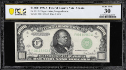 Fr. 2212-F. 1934A $1000 Federal Reserve Note. Atlanta. PCGS Banknote Very Fine 30.

Estimate: $3400.00- $3900.00