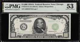 Fr. 2212-G. 1934A $1000 Federal Reserve Note. Chicago. PMG About Uncirculated 53.

Estimate: $5000.00- $6000.00