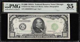 Fr. 2212-Gm. 1934A $1000 Federal Reserve Mule Note. Chicago. PMG Choice Very Fine 35.

Estimate: $3400.00- $3900.00