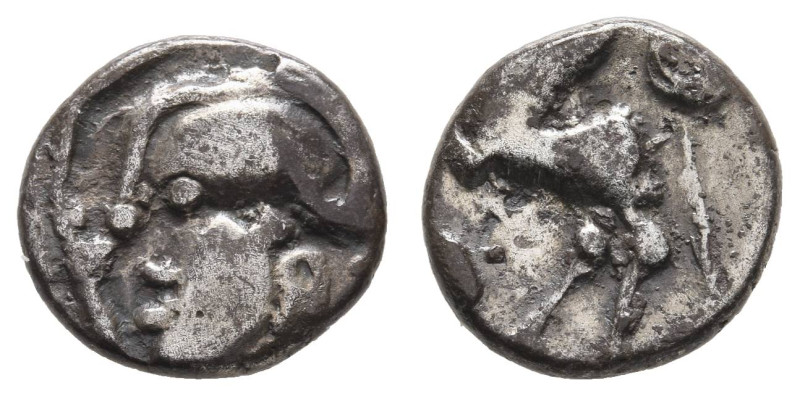 Antike Kelten
 Haeduer, Quinar (1,86 g), 100-50 v. Chr. Av.: Behelmter Kopf nac...
