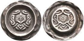Mittelalter Münzen Mittelalter Deutschland
 Schongau, Brakteat (0,76g), Konradin, 1258-1268. Brustbild des Königs umgeben von Ranken. Berger 2681, vz...