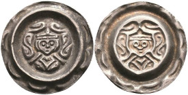 Mittelalter Münzen Mittelalter Deutschland
 Schongau, Brakteat (0,77g), Konradin, 1258-1268. Brustbild des Königs umgeben von Ranken. Berger 2681, vz...