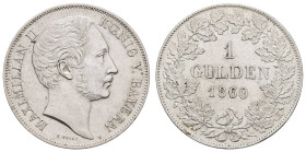 Deutschland 1800-1871 Bayern
 Gulden (10,54 g), 1860, Maximilian II. KM 826, Kratzer, vz.