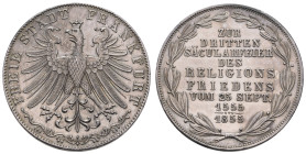 Deutschland 1800-1871 Frankfurt am Main Freie Stadt
 Doppelgulden, 1855, Säcularfeier, AKS 42, J. 49, kl. Rf., vz-st.