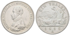Deutschland 1800-1871 Preussen
 A Taler, 1818, A, Friedrich Wilhelm III. AKS 13, Kratzer, gereinigt, f. vz. 22.14 g.