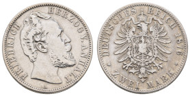 Silbermünzen des Kaiserreichs Anhalt
 2 Mark, 1876, Friedrich I., s-ss. J. 19.