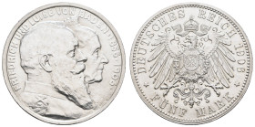 Silbermünzen des Kaiserreichs Baden
 5 Mark, 1906, Friedrich I. zur Goldenen Hochzeit, wz. Rf., vz+. J. 35