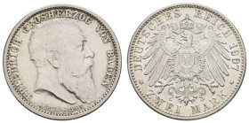 Silbermünzen des Kaiserreichs Baden
 2 Mark, 1907, Friedrich I., auf seinen Tod, vz. J. 36
