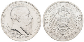 Silbermünzen des Kaiserreichs Baden
 5 Mark, 1902, Friedrich I., zum Regierungsjubiläum, kl. Kratzer, vz-st. J. 31