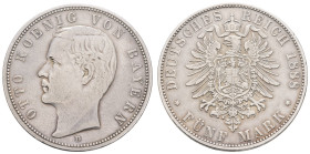 Silbermünzen des Kaiserreichs Bayern
 5 Mark, 1888, Otto, kl. Rf., ss. J. 44