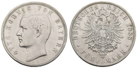Silbermünzen des Kaiserreichs Bayern
 5 Mark, 1888, Otto, Kratzer und Randfehler, ss. J. 44