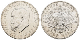 Silbermünzen des Kaiserreichs Bayern
 5 Mark, 1914, Ludwig III., kl. Rf., vz. J. 53
