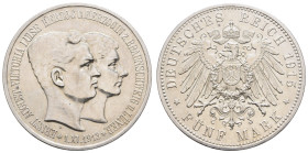 Silbermünzen des Kaiserreichs Braunschweig-Lüneburg
 5 Mark, 1915, Ernst August, zum Regierungsantritt, kl. Rf., etw. poliert, vz. J. 58