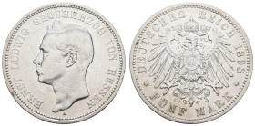 Silbermünzen des Kaiserreichs Hessen
 5 Mark, 1898, Ernst Ludwig, Randfehler, f. ss. J. 73