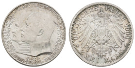 Silbermünzen des Kaiserreichs Hessen
 2 Mark, 1904, Ernst Ludwig, zum 400. Geburtstag Philipps des Großmütigen, f. st. J. 74