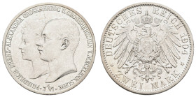 Silbermünzen des Kaiserreichs Mecklenburg-Schwerin
 2 Mark, 1904, Friedrich Franz IV., auf die Vermählung, Avers vz, Revers vz-st. J. 86