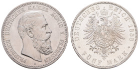 Silbermünzen des Kaiserreichs Preussen
 5 Mark, 1888, Friedrich III., kl. Rf., berieben, vz. J. 99