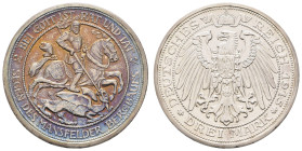 Silbermünzen des Kaiserreichs Preussen
 3 Mark, 1915, Mansfeld, schöne Patina, vz. J. 115