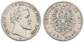 Silbermünzen des Kaiserreichs Reuss ältere Linie
 2 Mark, 1877, Heinrich XXII., kl. Rf., s-ss. J. 116