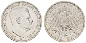 Silbermünzen des Kaiserreichs Reuss ältere Linie
 3 Mark, 1909, Heinrich XXIV., wz. Rf., ss-vz. J. 119