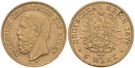 Goldmünzen des Kaiserreichs Baden
 5 Mark, 1877, Friedrich I., ss-vz. J. 185