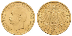 Goldmünzen des Kaiserreichs Baden
 20 Mark, 1914, Friedrich II., kl. Rf., vz. J. 192