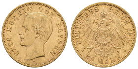 Goldmünzen des Kaiserreichs Bayern
 20 Mark, 1905, Otto, kl. Rf., vz. J. 200