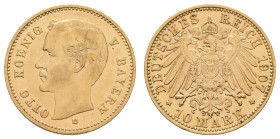 Goldmünzen des Kaiserreichs Bayern
 10 Mark, 1907, Otto, ss-vz. J. 201
