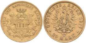 Goldmünzen des Kaiserreichs Hamburg
 20 Mark, 1877, ss-vz. J. 210.
