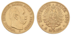 Goldmünzen des Kaiserreichs Preussen
 5 Mark, 1877, C, Wilhelm I., Kratzer, kl. Rf., ss. J. 244