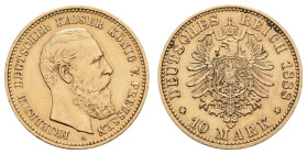 Goldmünzen des Kaiserreichs Preussen
 10 Mark, 1888, Friedrich III., f. ss, J. 247.