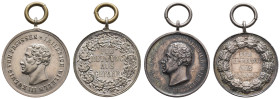 Medaillen Medaillen Deutschland vor 1900
 Preussen, Friedrich Wilhelm III., 2 x Verdienstmedaille "Für Rettung aus Gefahr". Eine aus Silber und eine ...