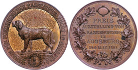 Medaillen Medaillen Deutschland vor 1900
 Augsburg, Bronzemedaille (Dm. ca. 41,4mm, ca. 29,9g), 1891, von Drentwett, Preismedaille des Vereins für Fö...