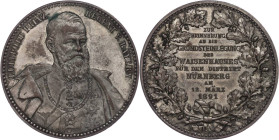 Medaillen Medaillen Deutschland vor 1900
 Bayern, Nürnberg, versilberte Bronzemedaille (Dm. ca. 40,3mm, ca. 27,40g), 1891, von Lauer, auf die Grundst...