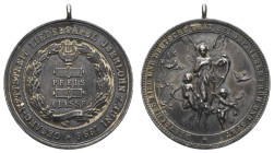 Medaillen Medaillen Deutschland vor 1900
 tragbare silberne Medaille (Dm. 43,59mm, 30,25g), 1896, auf den GESANG-WETTSTREIT LIEDERTAFEL ISERLOHN 7. J...