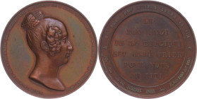 Medaillen Medaillen Ausland vor 1900
 Belgien, Bronzemedaille (Dm. ca. 50mm, ca. 53,70g), 1850, von Jouvenel, auf den Tod Königin Louise Maries d'orl...