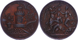 Medaillen Medaillen Ausland vor 1900
 Prag, bronzierte Bleimedaille (Dm. ca. 42,4mm, ca. 22,08g), 1743, unsigniert, Spottmedaille, auf die böhmische ...